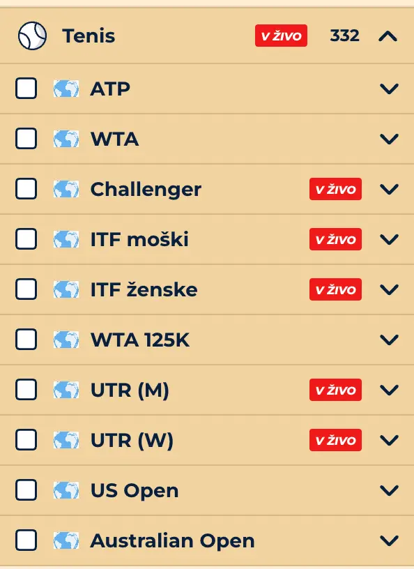 Stavite na tenis z Wazamba – v živo stave na ATP, WTA, US Open, Australian Open in druge turnirje Tenis stavni razredi na Wazamba – ATP, WTA, Challenger, ITF in Grand Slam turnirji
